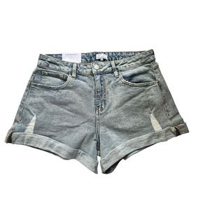 WEWOREWHAT Low Rise Rolled Shorty Stretch Denim Light Vintage Blue Size 26‎